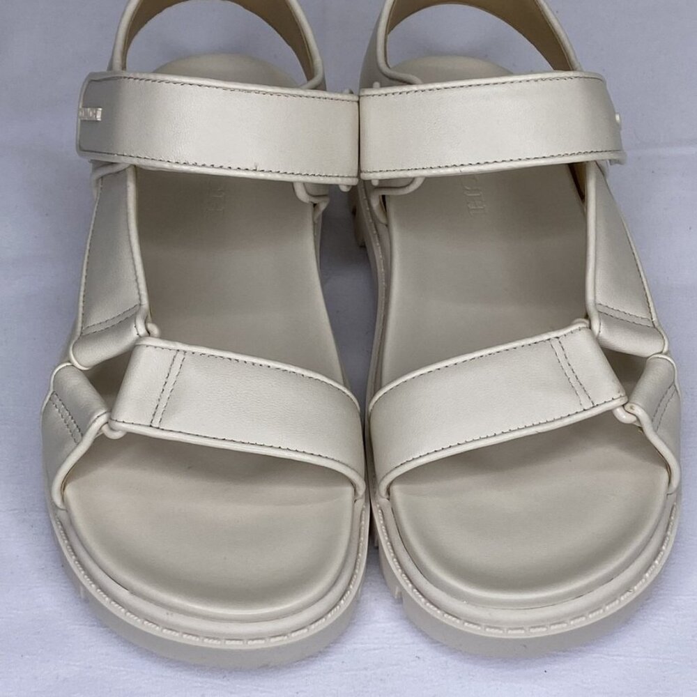 Coach Women’s Sport Strappy Sandals – Chalk White Leather – Size 5B